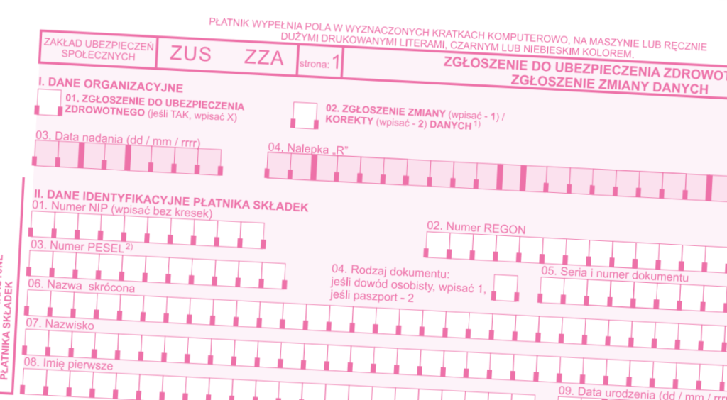 Jak wypełnić formularz ZUS ZZA