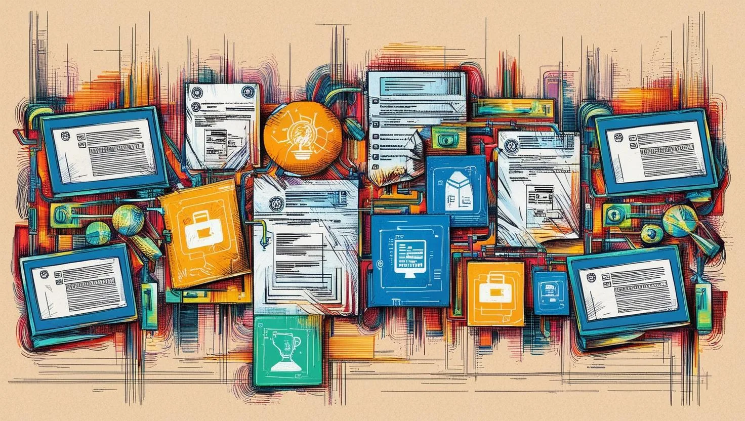 Rewolucja w przepisach dla firm. Rząd przyjął Pierwszy Pakiet Deregulacyjny 1 Pozioma ilustracja przedstawiajaca elektroniczne dokumenty i cyfrowe symbole odzwierciedlajace elektronizacje postepowan administracyjnych. Obrazek nie zawiera zadnych liter ani napisow